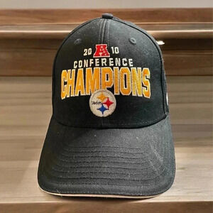 Reebok NFL 2010 Pittsburgh Steelers Conference Champions Strapback Cap – Black